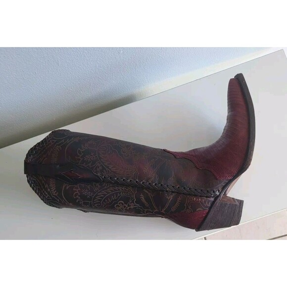 Corral Women's Faded Burgundy Lizard Western Cowgirl Boots Size 8M - Picture 8 of 13